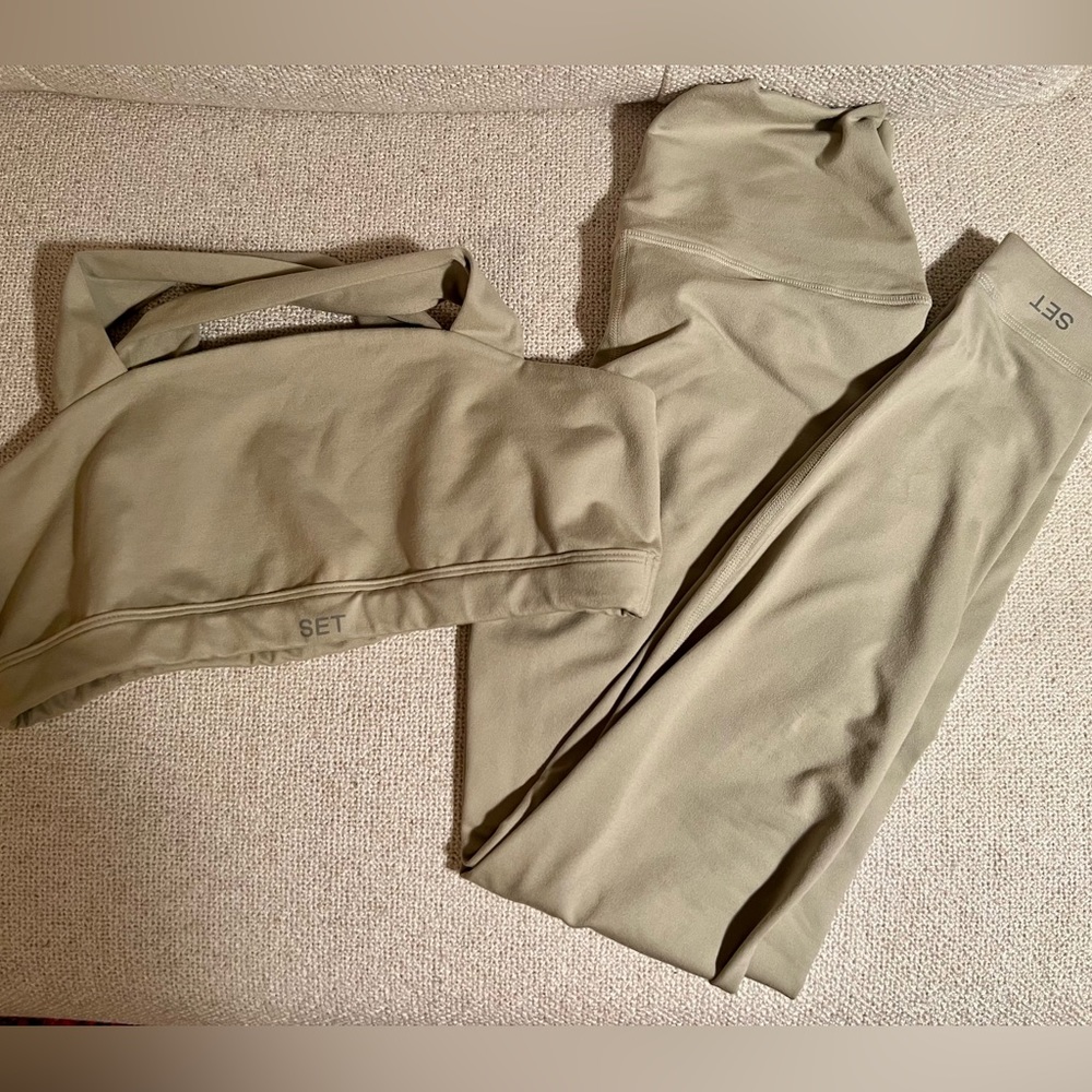 SET ACTIVE - Luxform 1.0 leggings S & Luxform 1.0 band bra bra M - Dune - NWT - Picture 2 of 4